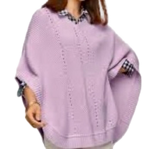 Talbots Lavender V-Neck Knit Poncho